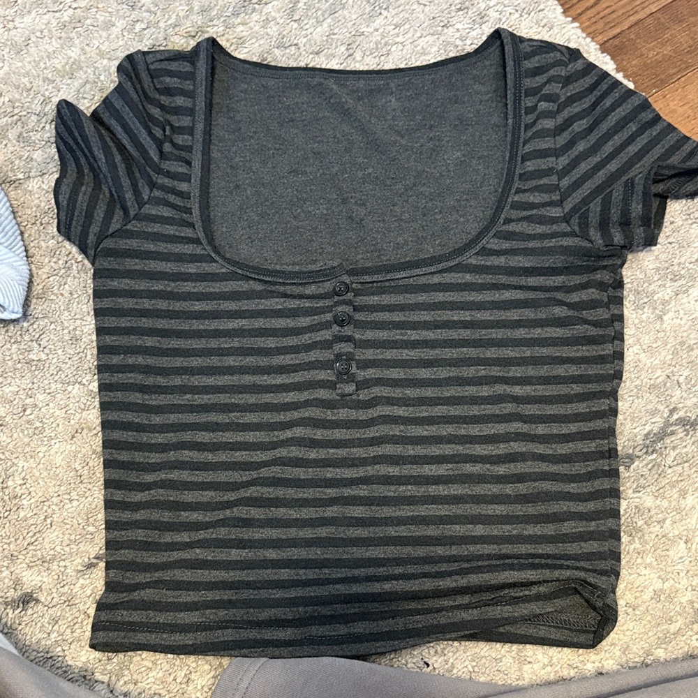 Amazon Black and Gray Striped Women's Tee